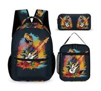 WECECE Borsa Scuola Dinosaur Ragazze con Borsa Termica e Astuccio Matite, Set di Zaino Animal Ragazzo 7-11 Anni per Rientro a Scuola