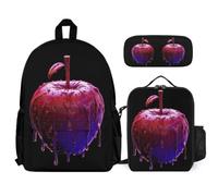 WECECE Borsa Scuola Fruit Studenti con Sacchetto Pranzo Astuccio, Set Zaini Fruit Theme Bambino 8-15 Anni per Scuola Primaria e Media, Spallacci Regolabili e Tasche Laterali