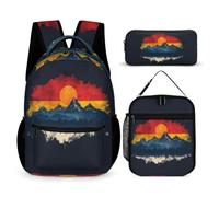 WECECE Borsa Scuola German Flag Style Ragazze con Borsa Termica e Astuccio Matite, Set di Zaino Ragazzo 7-11 Anni per Rientro a Scuola