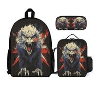 WECECE Borsa Scuola Owl Studenti con Portapranzo e Astuccio, Set di Zaino National Flag Theme Bambino 7-11 Anni per Forniture Scolastiche