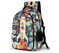 WECECE Borsa Scuola Space Rocket Scolari per Bambina Zaino Scuola Space Ship Bambino 9-11 Anni Cartella Impermeabile Capiente Resistente, Bookbag per Lezioni Sport e Tempo Libero