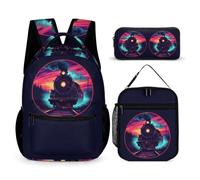 WECECE Borsa Scuola Train Ragazze con Borsa Termica e Astuccio Matite, Set di Zaino Railway Train Ragazzo 7-11 Anni per Rientro a Scuola