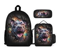 WECECE Set di Zaino French Bulldog Ragazzo con Sacchetto Pranzo e Astuccio Matite, Borsa Scolastica Dog Animal Bambina 7-14 Anni per Uso Quotidiano