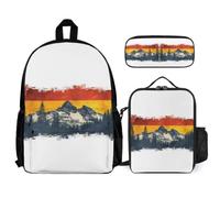 WECECE Set di Zaino German Flag Style Bambini con Sacchetto per Pranzo e Astuccio, Borsa Scolastica Bambina 6-11 Anni per Elementare