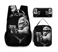 WECECE Set di Zaino Orangutan Ragazza con Portapranzo e Astuccio Matite, Borsa Scuola Animal Pattern Ragazzo 6-13 Anni per Uso Quotidiano, Capiente per Libri Quaderni e Accessori