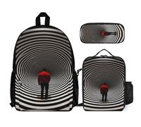 WECECE Set di Zaino Vision Bambina con Sacchetto per Pranzo e Astuccio, Borsa Scolastica Vertigo Ragazzo 7-13 Anni per Rientro a Scuola