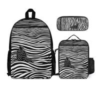 WECECE Set di Zaino Vision Ragazzo con Borsa Termica e Astuccio, Zainetto Vertigo Bambina 7-12 Anni per Scuola Primaria e Back to School, Tasche Laterali Porta Bottiglia