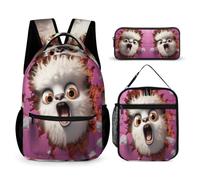 WECECE Set Zaini Alpaca Bambina con Portapranzo e Astuccio, Borsa Scuola Animal Cracker 3D Ragazzo 7-13 Anni per Rientro a Scuola