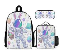 WECECE Set Zaini Astronaut Ragazze con Sacchetto per Pranzo e Astuccio, Borsa Scuola Spaceman Studenti Classe 3-5 per Attività Quotidiane, Spallacci Regolabili e Tasche Laterali