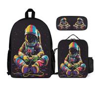 WECECE Set Zaini Astronaut Studenti con Borsa Termica e Astuccio, Borsa Scuola Spaceman Ragazza 6-12 Anni per Forniture Scolastiche
