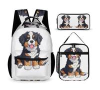 WECECE Set Zaini Barking Hound Bambina con Portapranzo e Astuccio, Borsa Scuola Dog Print Ragazzo 7-13 Anni per Rientro a Scuola