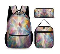 WECECE Set Zaini Beautiful Girl Ragazze 7-13 Anni con Sacchetto Pranzo e Astuccio, Borsa Scolastica Bambino per Viaggio Tempo Libero, Spallacci Regolabili e Tasche Laterali