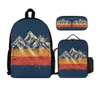 WECECE Set Zaini German Flag Style Studenti con Portapranzo e Astuccio per Matite, Zaino Bambino Scuola Primaria 7-12 Anni, Leggero per Esterni