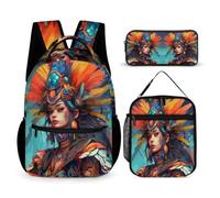 WECECE Set Zaini Rooster Bambini con Portapranzo e Astuccio Matite, Borsa Scolastica French Gallic Chicken Ragazze 6-10 Anni per Elementare Tempo Libero, Grande Capacità e Chiusura Zip