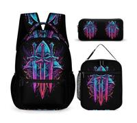 WECECE Set Zaini Sword Studenti con Borsa Termica e Astuccio per Matite, Zaino Bambino 7-12 Anni per Scuola e Attività Quotidiane