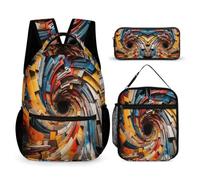 WECECE Set Zaini Vision Bambino Elementare con Portapranzo e Astuccio Matite, Zaino Scuola Vertigo Ragazze 7-14 Anni per Lezioni e Viaggio