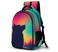 WECECE Zainetti Wolf Pattern Studenti 9 Anni Borsa Scuola Animal Wolve Bambini Scuola Primaria Zainetto per Studenti Comodo Impermeabile Gita Scolastica Viaggio Backpack