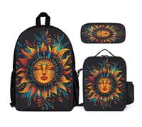 WECECE Zainetto Bohemian Sun Studenti con Sacchetto per Pranzo e Astuccio, Borsa Scolastica Sun God Ragazze 7-14 Anni, Regalo per il Ritorno a Scuola, Spallacci Regolabili