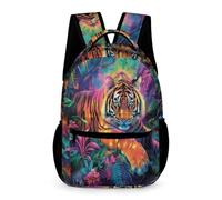 WECECE Zainetto Colourful Tiger Ragazzi 12 Anni Borsa Scuola Animal Tiger Ragazze Classe 5 Borsa Scolastica Spallacci Regolabili Quaderni Bottiglia Ombrello Ritorno a Scuola