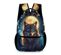 WECECE Zainetto Full-Moon Wolves Classe 4 Ragazzi Ragazze Zaino Scolastico Moon Wolf 6-10 Anni Bookbag Leggero con Tasche Laterali Libri Piccoli Oggetti Uso Giornaliero Viaggio