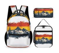 WECECE Zainetto German Flag Style Ragazza con Sacchetto Pranzo e Astuccio, Set di Zaino Bambini 6-13 Anni per Escursioni e Viaggio