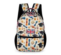 WECECE Zainetto Graduation per Bambini e Bambine Classe 1 Borsa Scolastica United Kingdom Flag 13 Anni Bookbag Spallacci Regolabili Oggetti Scuola Borraccia Regalo Scuola