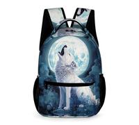 WECECE Zainetto Moon Wolf Bambini Bambine Classe 1-2 Borsa Scolastica Full-Moon Wolves 6-10 Anni School Bag Spallacci Regolabili Libri Quaderni Borraccia Uso Giornaliero Viaggio