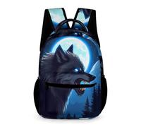 WECECE Zainetto Moon Wolf Classe 1-2 Ragazzi Zaino Scolastico Full-Moon Wolves Ragazze 7-11 Anni Daypack Spallacci Regolabili Oggetti Scuola Borraccia Scuola Viaggio Tempo Libero