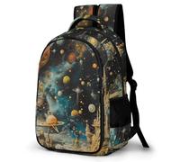 WECECE Zainetto Multicoloured Cosmos Elementare per Bambini Zaino Scolastico Planet Bambine 10 Anni Cartella Impermeabile Capiente Resistente, Bookbag per Rientro Gita e Tempo Libero