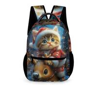 WECECE Zainetto Scuola Cat Illustration Ragazzi e Ragazze Classe 2 Borsa Scolastica Animal Kitten 11 Anni Bookbag Tasca Frontale Tasche Laterali Gita Viaggio Quotidiano