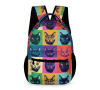 WECECE Zainetto Scuola Cats Pattern Bambini Elementare Borsa Scuola Animal Kitten Classe 2 Bambine 10-13 Anni Borsa Scolastica Libri Borraccia Ombrello Uso Giornaliero Viaggio