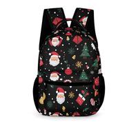 WECECE Zainetto Scuola Father Christmas per Bambini Bambine Classe 1-3 Borsa Scolastica Christmas Trees 9-13 Anni School Bag Libri Piccoli Oggetti Ritorno a Scuola