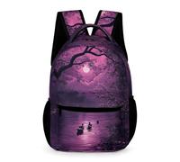 WECECE Zainetto Scuola Landscape per Ragazzi Elementare Borsa Scolastica Night Scene Classe 1-3 Ragazze 7 Anni School Bag Resistente Uso Quotidiano Libri Piccoli Oggetti Regalo Scuola