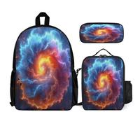 WECECE Zainetto Thunder and Lightning Cloud Ragazze con Borsa Termica e Astuccio, Set di Zaino Bambino 6-12 Anni per Escursioni