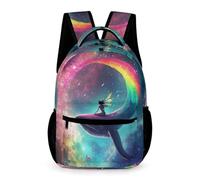 WECECE Zainetto Whale Print Ragazzi e Ragazze Classe 3-5 Zaino Scolastico Sea Creature 6-12 Anni School Bag Tasca Frontale Pratica Libri Borraccia Ombrello Gita Viaggio Quotidiano