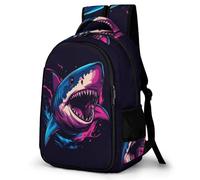 WECECE Zaini Shark Illustration Studenti 14 Anni Zaino per Computer Sea Creature Ragazze Classe 8-10 Cartella Scolastica Impermeabile Comodo Scuola e Tempo Libero Bookbag