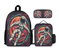 WECECE Zaino Astronaut Scuola Elementare Bambina 3 Pezzi, Set Zaini Spaceman Ragazzi Set 7-12 anni con Sacchetto per Pranzo e Astuccio per Matite