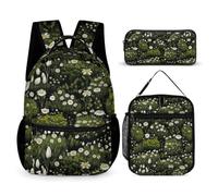 WECECE Zaino Daisy Ragazzo Primaria con Sacchetto per Pranzo e Astuccio, Set Zaini Flower Bambina 7-14 Anni per Viaggio e Lezioni