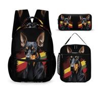 WECECE Zaino German Shepherd Dog Bambini 3 Pezzi con Sacchetto per Pranzo e Astuccio Matite, Zainetto Dog Animal Bambina per Scuola Elementare 6-11 Anni
