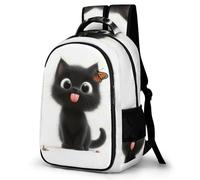 WECECE Zaino per Computer Cute Cat Motif Studenti Studenti Zainetto Black Kitten 11-14 Anni Studentesse Cartella Scolastica per Lezioni, Book Bag per Regalo Compleanno Gita e Viaggio