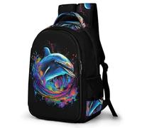 WECECE Zaino per Computer Dolphin Printed Scuola Primaria per Bambini Zainetto Sea Creature Bambine 7-11 Anni Cartella Leggera Capiente, School Backpack per Sport Viaggio e Attività Quotidiane