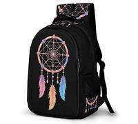 WECECE Zaino per Computer Tribal Dreamcatcher Studenti Studenti Zainetto Feathers 11-14 Anni Studentesse Cartella Scolastica per Lezioni, Book Bag per Regalo Compleanno Gita e Viaggio