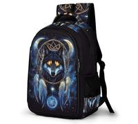 WECECE Zaino per Computer Wolves Dreamcatcher Classe 3-5 Ragazza Ragazzo Zainetto Wolf 7 Anni Cartella Scolastica Leggera Capiente, Backpack per Gita Escursione e Uso Quotidiano