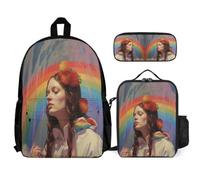 WECECE Zaino Rainbow Girl Bambino con Sacchetto Pranzo Astuccio Matite, Borsa Scuola Colourful Ragazze 8-15 Anni per Scuola Media e Viaggio, Spallacci Regolabili e Tasche Laterali