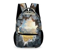 WECECE Zaino Scolastico 3D Landscape Ragazzi Ragazze 7-11 Anni Borsa Scolastica Art Classe 2-5 e Media 1 Studenti Cartella Impermeabile 43x32x15 cm Uso Quotidiano per Libri Quaderni