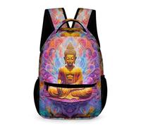 WECECE Zaino Scolastico Buddha Bambini Bambine 7-11 Anni Zainetto Buddhism Classe 2-5 e Media 1 Studenti Cartella Scolastica Uso Diario 43x32x15 cm per Libri Quaderni Uso Giornaliero