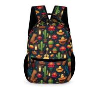 WECECE Zaino Scolastico Cactus Pattern per Ragazzi Classe 3 Zaino Scuola Plants Cacti Ragazze 7-11 Anni Cartella Scolastica Quaderni Bottiglia Ombrello Gita Viaggio Quotidiano