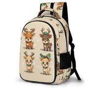 WECECE Zaino Scolastico Cute Baby Reindeer Ragazza Classe 7 Borsa Scolastica Kawaii Deer Studenti 11-15 Anni Cartella per Libri Laptop, School Bag Ritorno Scuola Gita Viaggio