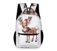 WECECE Zaino Scolastico Cute Deer Motif Ragazzi Ragazze Classe 1-2 Borsa Scolastica Christmas Theme 7-13 Anni School Bag Libri Borraccia Ombrello Uso Giornaliero Viaggio