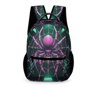 WECECE Zaino Scolastico Cyberpunk Style Classe 1 per Bambini Borsa Scolastica Spider Bambine 6-12 Anni Backpack Tasca Frontale Pratica Libri Quaderni Borraccia Gita Viaggio Quotidiano